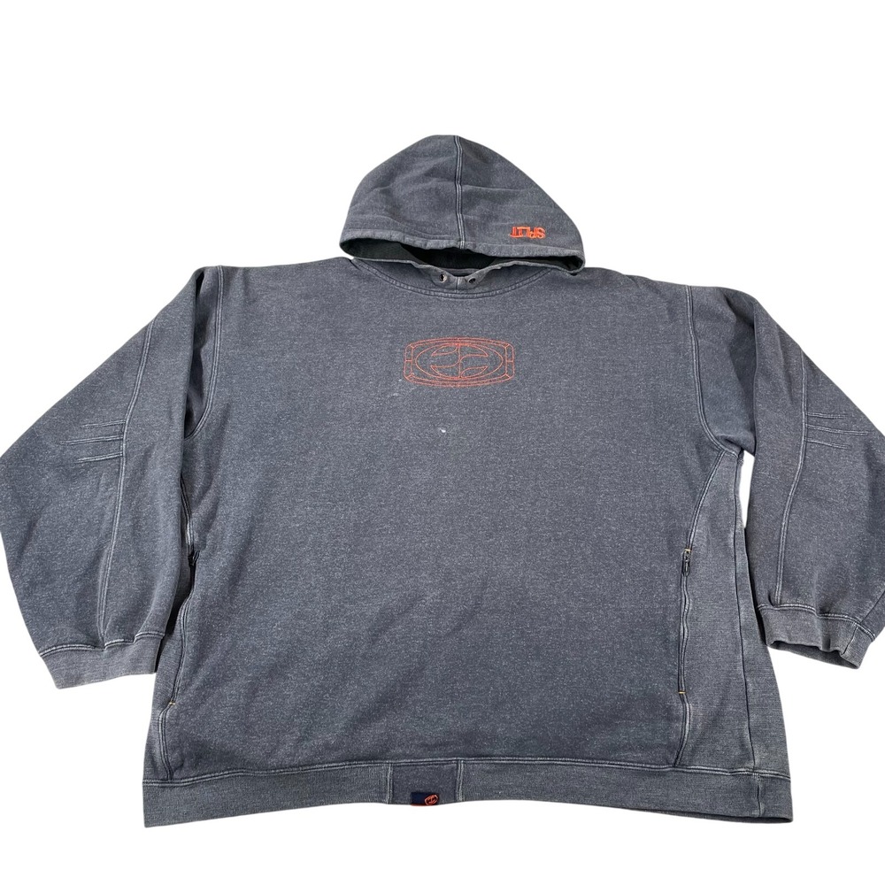 Vintage Split Skateboard Hoodie Mens Size XL Grey Sweatshirt Grunge Y2K 90s *